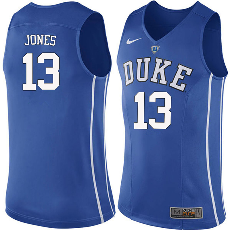 Men #13 Matt Jones Duke Blue Devils College Basketball Jerseys-Blue
